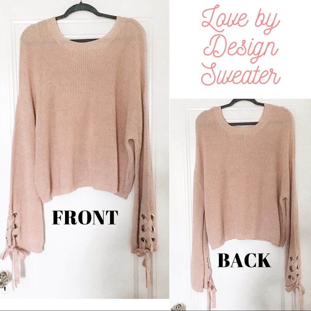 Love by Design Grommet Sleeve Sweater in Blush